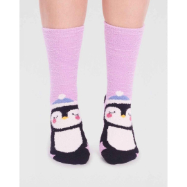 Thought Penguin Lavender Purple Billie Recycled Polyester Animal Fluffy Socks Size 4-7
