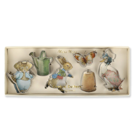 Image of the box containing the six cutters in the shape of Peter Rabbit and his friends.