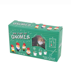Mini plant pot gnomes in box.