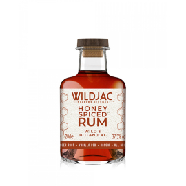 WIldjac Honey Spiced Rum: A blend of barrel aged rum from Barbados and South America. 70cl. 37.5% vol.