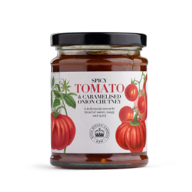 Kew Spicy tomato and caramelised onion chutney. A deliciously versatile blend of sweet, tangy and spicy.