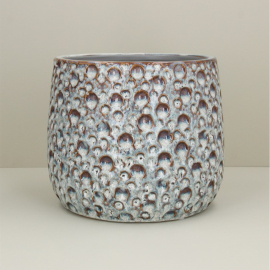 Reactive Glaze Moon Stoneware Pot Cover, Large, by Gisela Graham