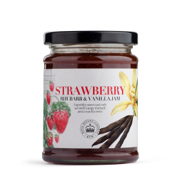 Strawberry Rhubarb and Vanilla Jam.