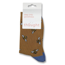 Amber yellow socks with all-over bee pattern