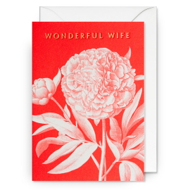 Wonderful Wife Peony Bloom Greeting Card