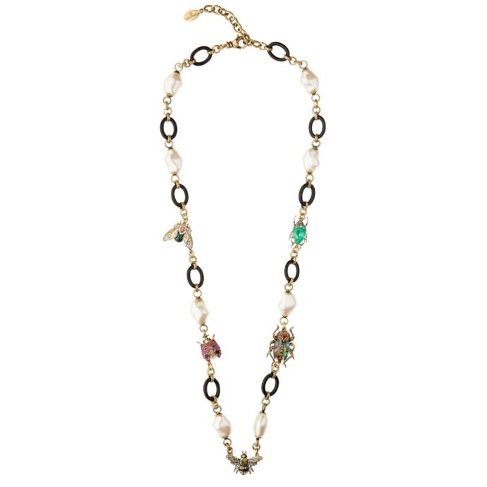 Bejewelled Bug & Pearl Necklace
