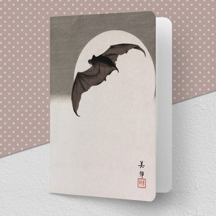 Bat in Full Moon Greeting Card