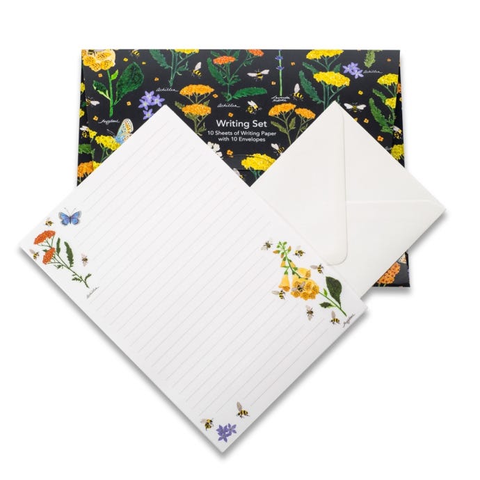 Back Dee Hardwicke  writing set with paper and envelope on display.