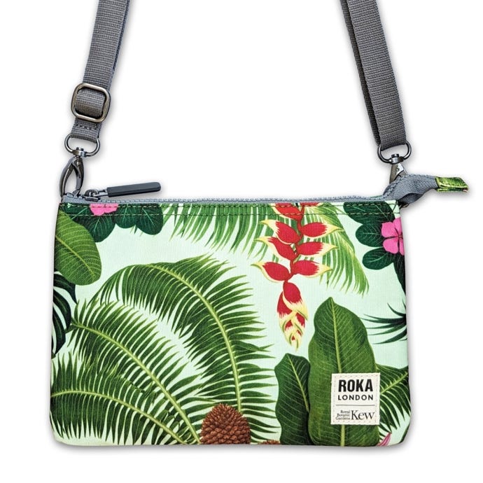 Kew x Roka Palm Print Recycled Carnaby XL Crossbody Bag