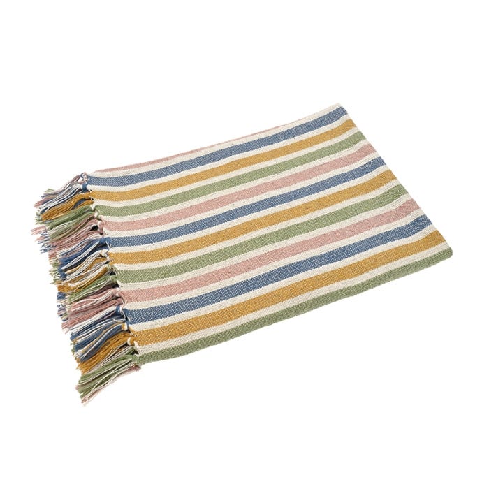 Carousel Recycled Cotton Throw, Striped, folded