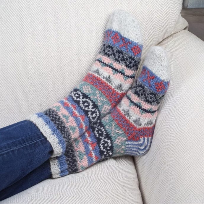 Classic Fairisle Sofa Socks, Oatmeal