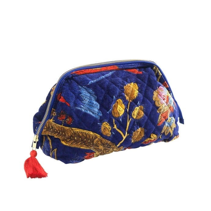 One Hundred Stars - Climbing Peacock Blue Velvet Pouch