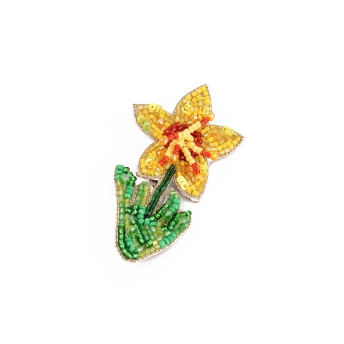 Daffodil Beaded Brooch