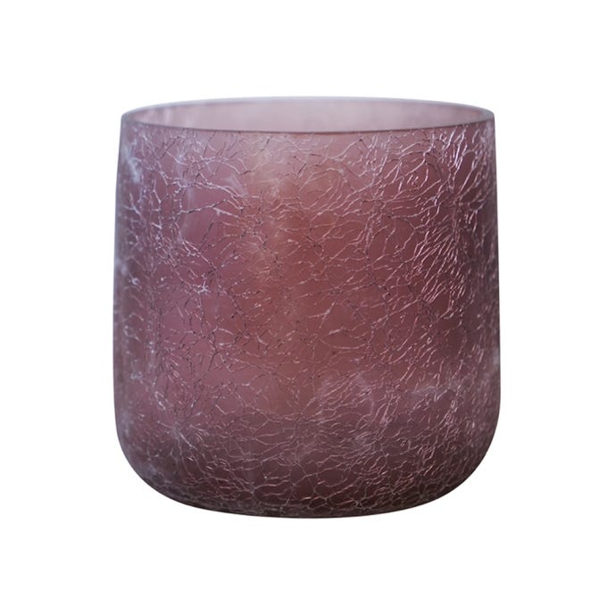 Kew Crackle Glass Planter 14cm, Damson