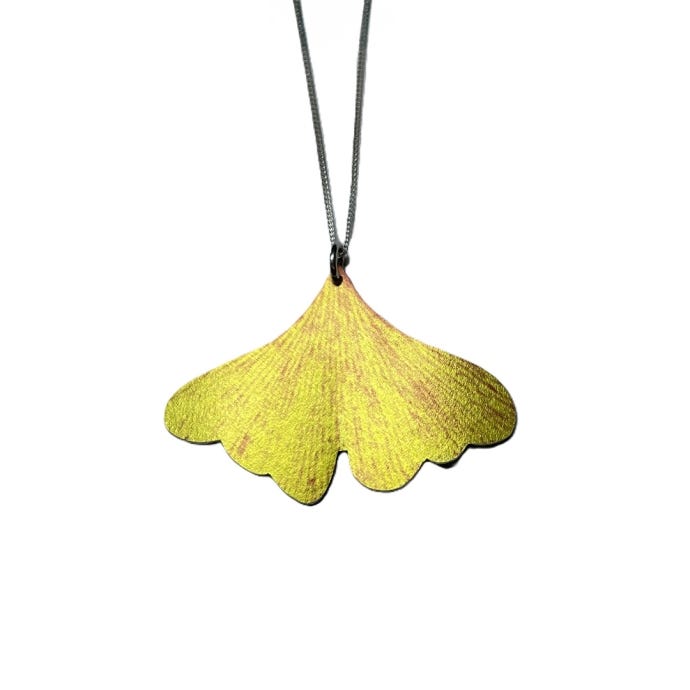 Golden Duck Foot Gingko Leaf Necklace