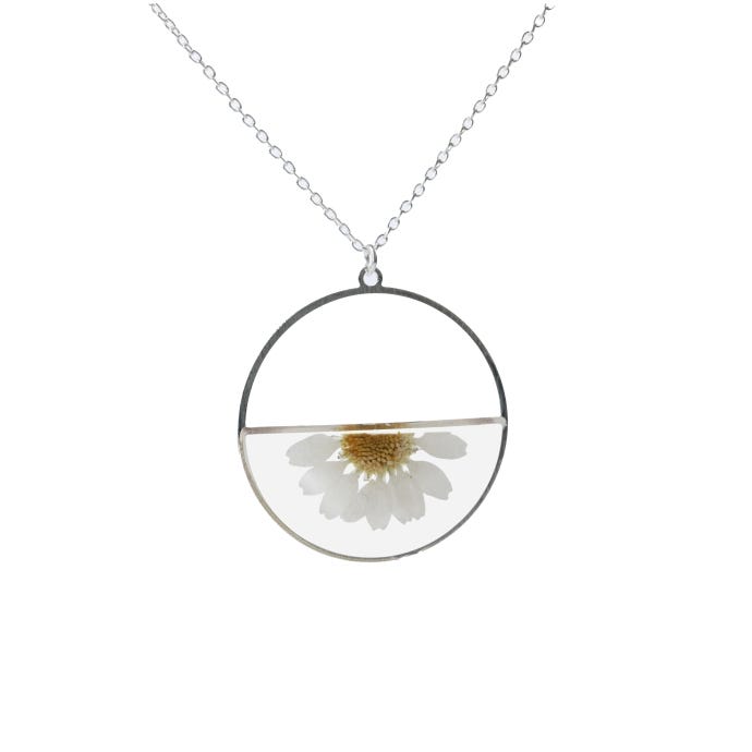 Half Daisy Silver Necklace