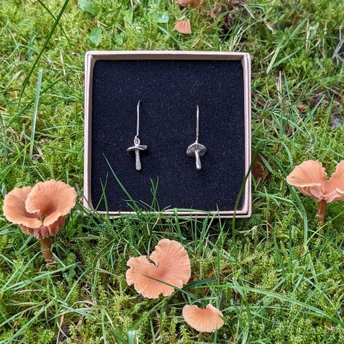 Wavey Toadstool Earrings - lifestyle image