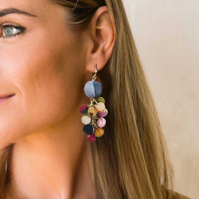 featuring Kantha Dangle Cluster Earrings