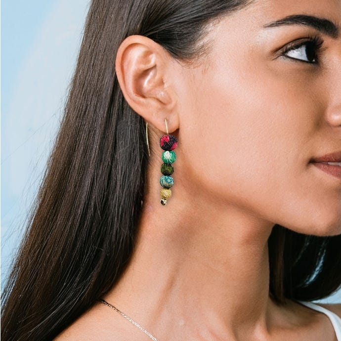 Kantha Kamla Earrings, lifestyle image