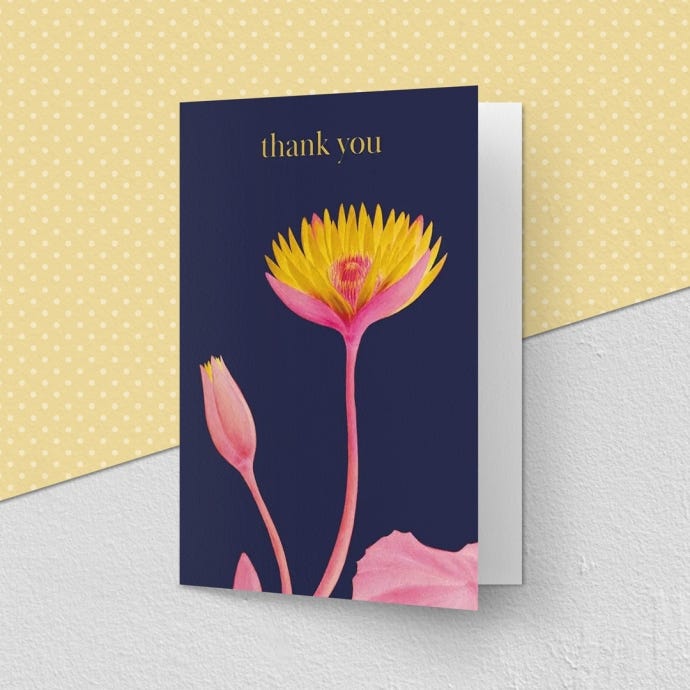 Kew Thank You Water Lily Greeting Card