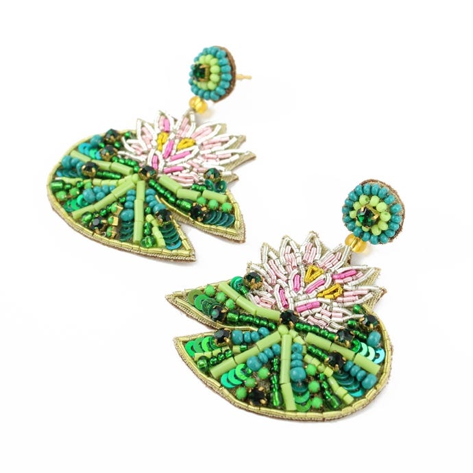 Kew x My Doris Waterlily Beaded Earrings