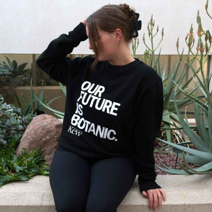 Kew 'Our Future is Botanic' Black Sweatshirt, lifestyle image