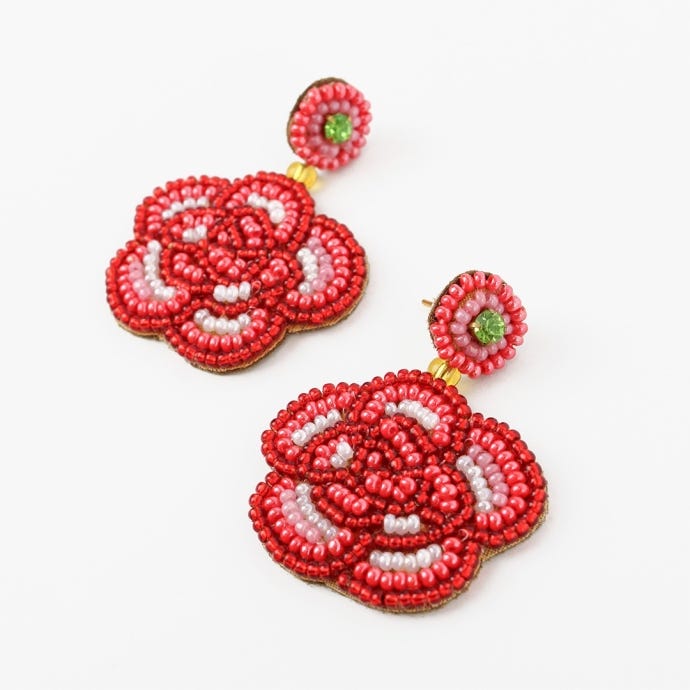 Kew x My Doris Beaded Rose Earrings