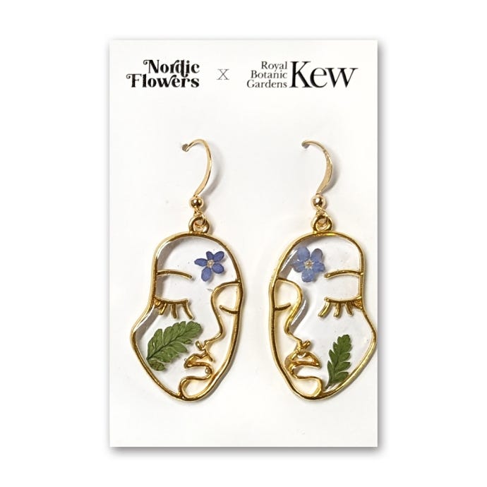 Kew x Nordic Flowers Earrings, Face Flowers & Fern