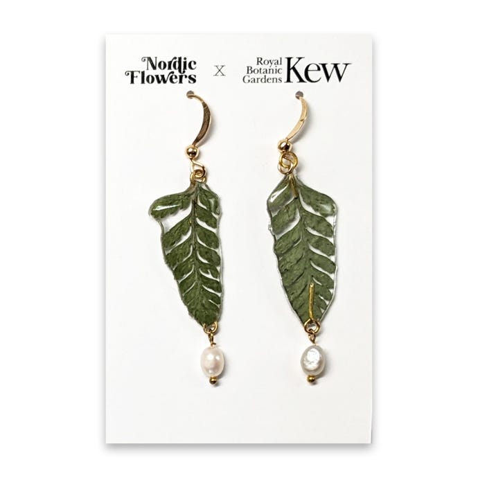 Kew x Nordic Flowers Earrings, Ferns & Pearls