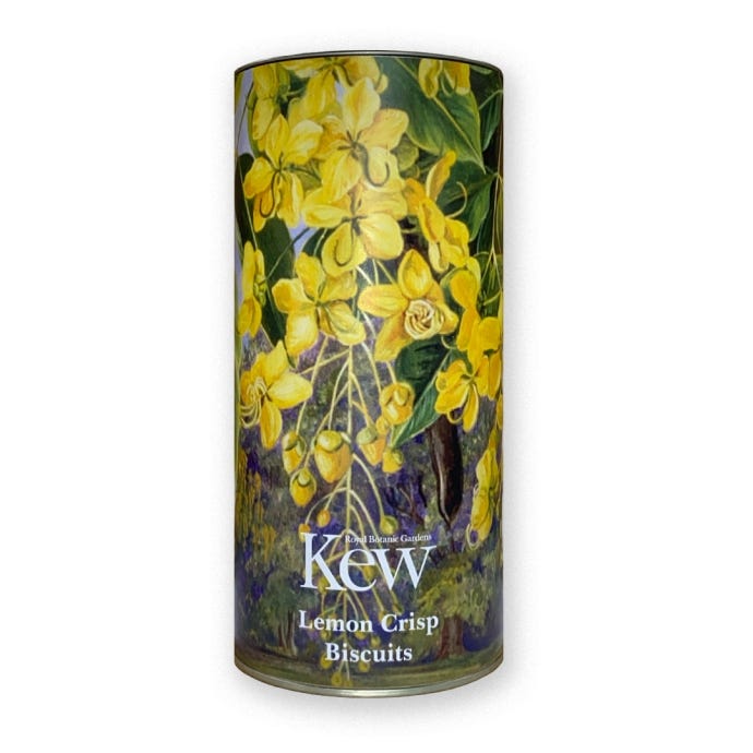 Lemon crisp biscuits in Marianne North illustrated wrap.
