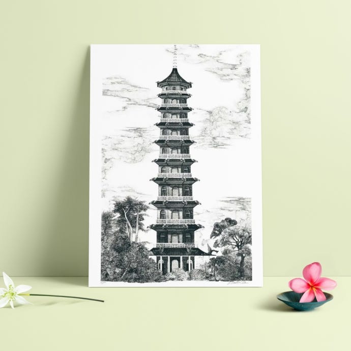 Lucille Clerc 'Great Pagoda' A3 Print