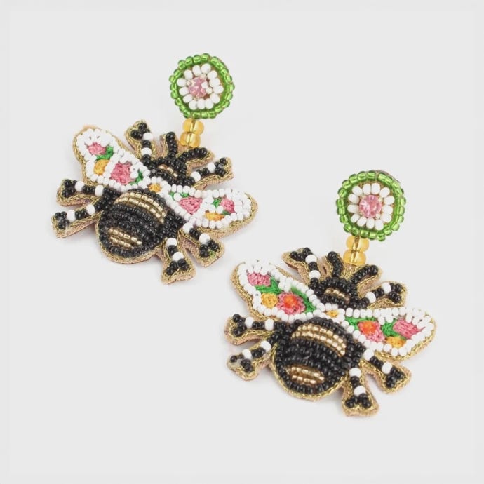 My Doris Beaded Bee Earrings