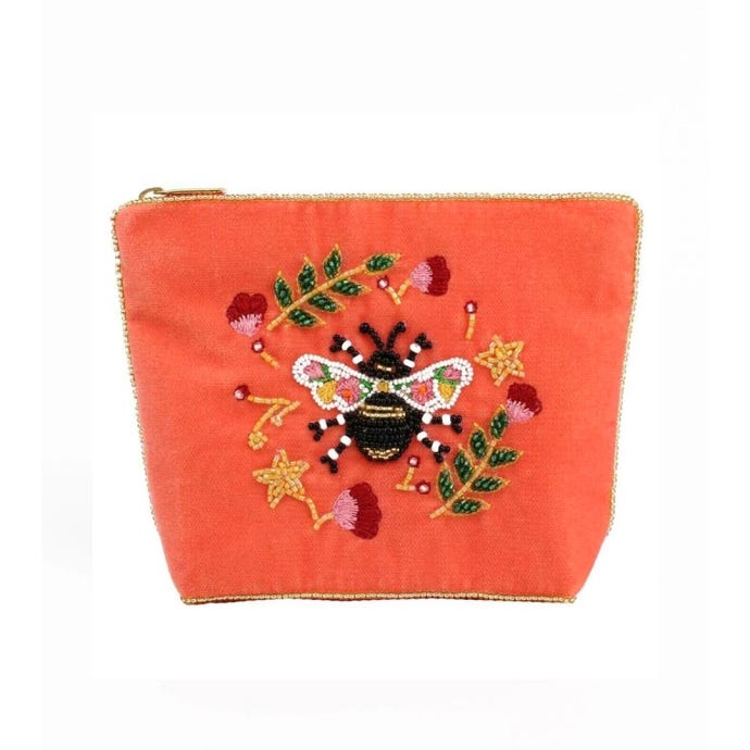My Doris Floral Bee Small Pouch, Orange