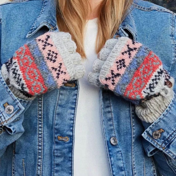 Classic Fairisle Gloves Mitts, Oatmeal