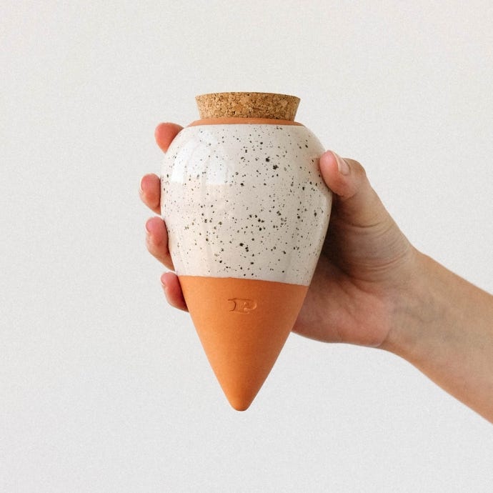 Hydrating Olla Self Watering System, Speckled White