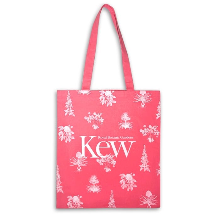 Kew Floral Cotton Tote Bag, Coral Pink