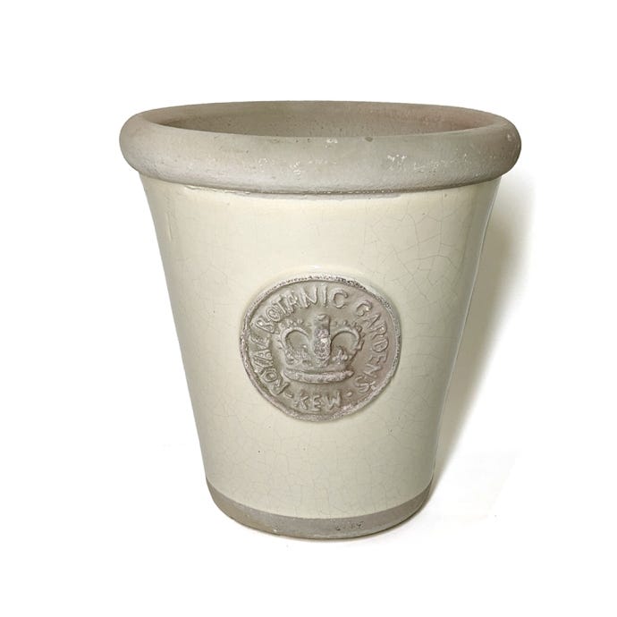 Small Kew Long Tom Glazed Pot, Ivory
