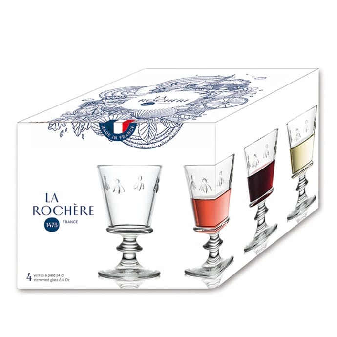 Bee Stemmed Wine Glasses, Set of 4