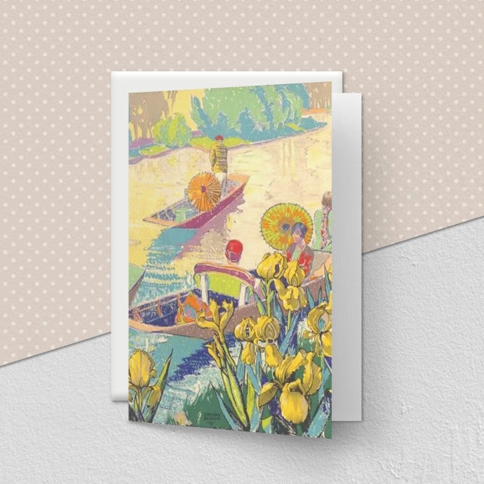 TFL Punting on the Thames Greeting Card