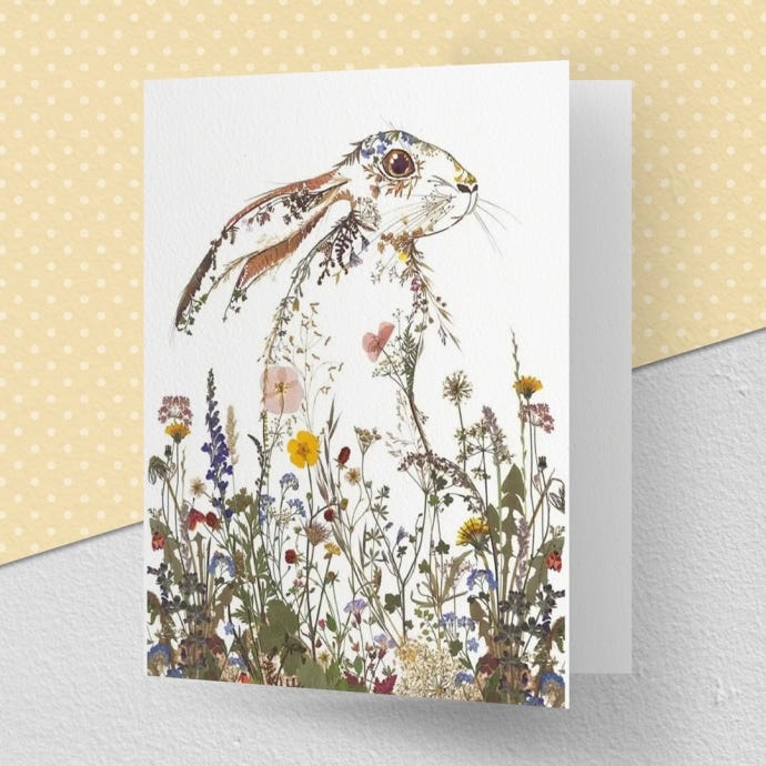 Wildflower Hare Greeting Card