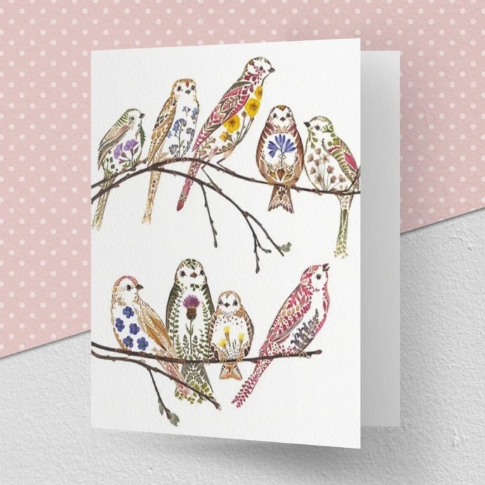 Wildflower Sparrows Greeting Card