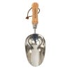 Image of the soil scoop placed vertically on a plain white background