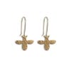 Hammered Bee Drop Earrings in gold from Just Trade