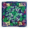 A luxurious silk scarf by Rory Hutton, featuring a beautiful design inspired by Kew's waterlily house. The illustration features lily pads and an assortment of flowers surrounded different shapes and colours. The design combines wonderful shades of green,