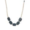 Recycled Glass Barrel Beads Necklace, Navy