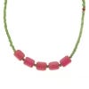 Recycled Glass Barrel Beads Necklace, Red
