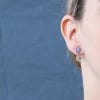 Forget-me-not & Small Teardrops Gold Earrings - on model