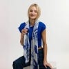 Leaf Print Cotton Scarf, Blue