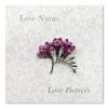 Purple Freesia Pin Brooch on gift card