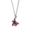 Image of the necklace featuring a freesia flower-shaped pendant in pink-purple colour. The necklace chain is in metal silver as the casting of the pendant.